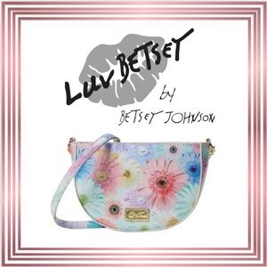 LUV BETSEY Blue & Pink Floral Nia Crescent Crossbody Bag